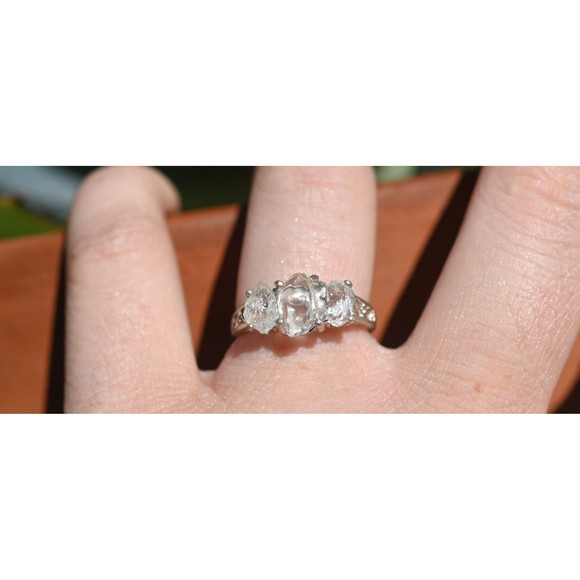 Alternative diamond engagement ring raw stone jewelry anniversary gift sterling - Picture 1 of 4